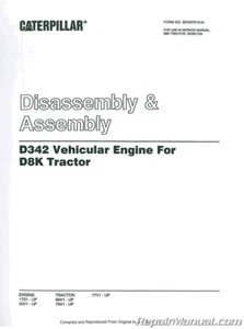Caterpillar D8K Crawler Service Manual : CT-S-D8K - Picture 1 of 1