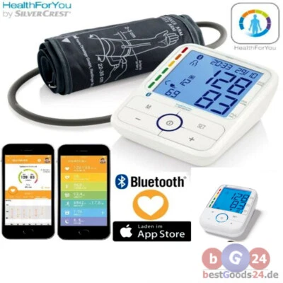 SILVERCREST Oberarm Blutdruckmessgerät Pulsmessung Bluetooth App Smartphone Blutdruck SBM 69