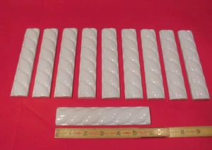 10 pcs. *Bright White*  Vintage Glossy Ceramic Liner-Pencil-Sizzle Tiles: Rope - Picture 1 of 12