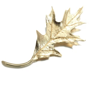 Auth Tiffany&Co. Brooch Leaf Textured 14K 585 Yellow Gold - Picture 1 of 5