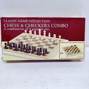 Classic Game Collection Fold Up Wooden Game Set Chess & Checkers Combination - Picture 1 of 3