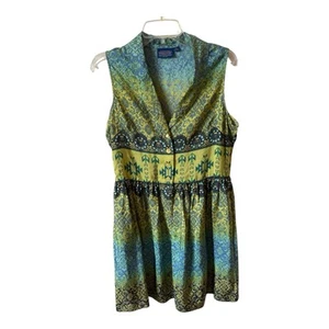 NWOT Pendleton Dress 100% Silk Sleeveless Pockets Green Blue Womens 8 Petite - Picture 1 of 5
