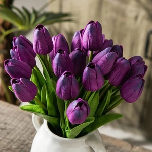 20pcs Purple Artificial Tulip Flowers, Silk Fake Flowers 13" for Mother's Day... - Picture 1 of 9