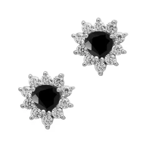 6MM Round Black Spinel 925 Sterling Silver Solitaire Accents Women Stud Earrings - Picture 1 of 5