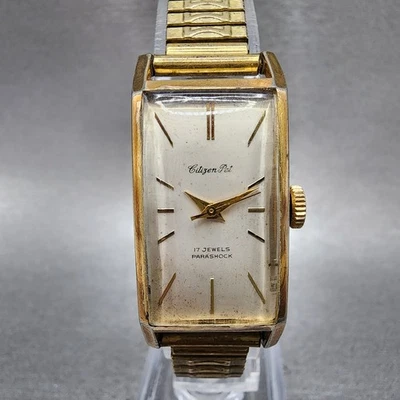 Citizen Pet Watch Women 18mm White Dial Gold Plated Rectangle Manual Wind Runs - Image 1 of 4