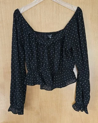 Brave Soul Lightweight Polka Dot Off The Shoulder Frilly  Blouse. Size M Exc Con - Image 1 of 4