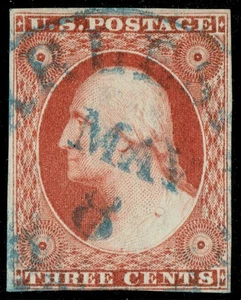 [vp55] USA 1851 Scott#10 or #11 used 3¢ orange brown Washington - Picture 1 of 3