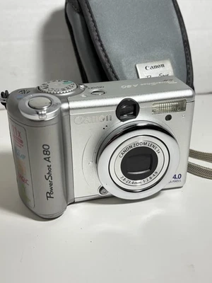 Vtg Canon PowerShot A80 AiAF Digital Camera 4mega Pixel TESTED Fuzzy Display - Image 1 of 4