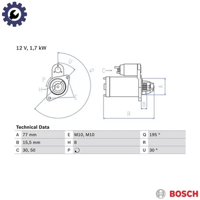 STARTER 0 986 023 600 FOR HYUNDAI MATRIX GETZ/PRIME i20 i30/II i10 SOLARIS/IV - Image 1 of 4