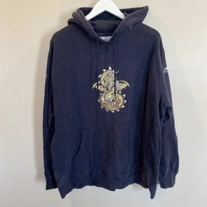 Vintage 2000s Dragon Skull Seattle Cotton Works Hoodie Black Mens Large Skater - Picture 1 of 6