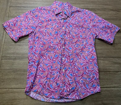 Alan Flusser Paisley Shirt Mens Medium M  Button Up Short Sleeve Pink Purple - Image 1 of 4