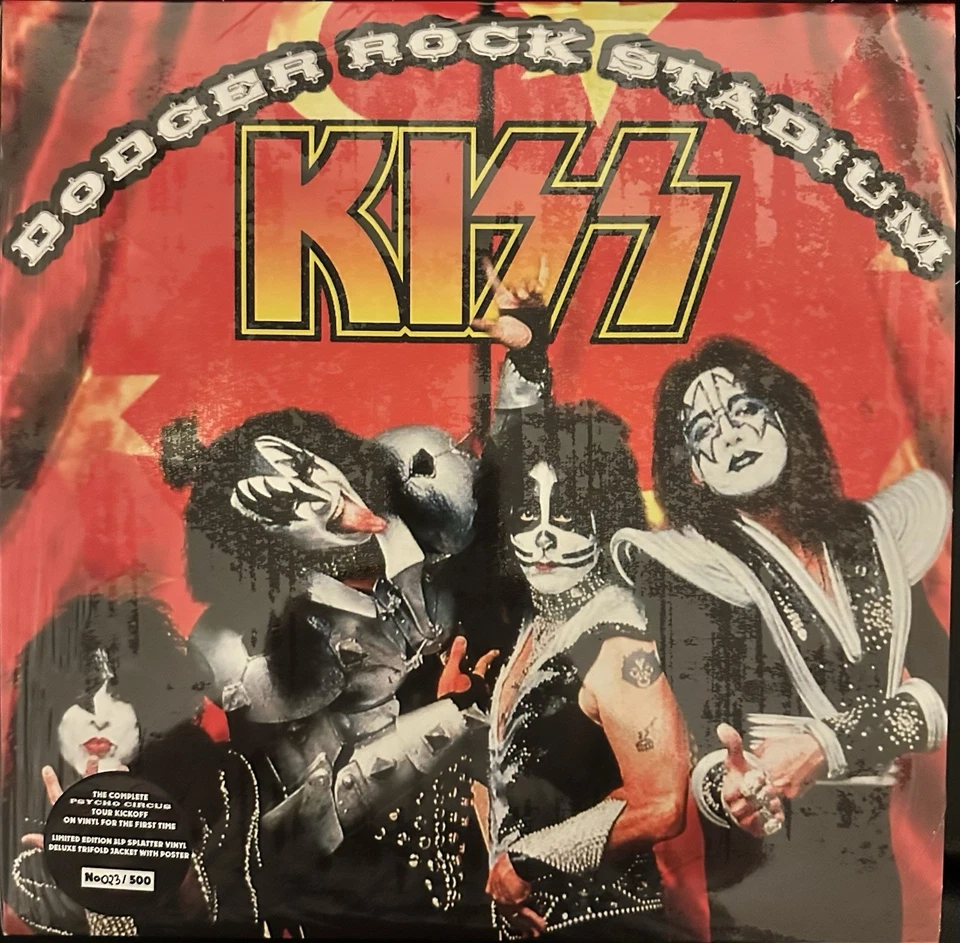 KISS “DODGER ROCK STADIUM” PSYCHO CIRCUS OPENING NIGHT TRIPLE SPLATTER LP/VINYL - Image 1 of 2