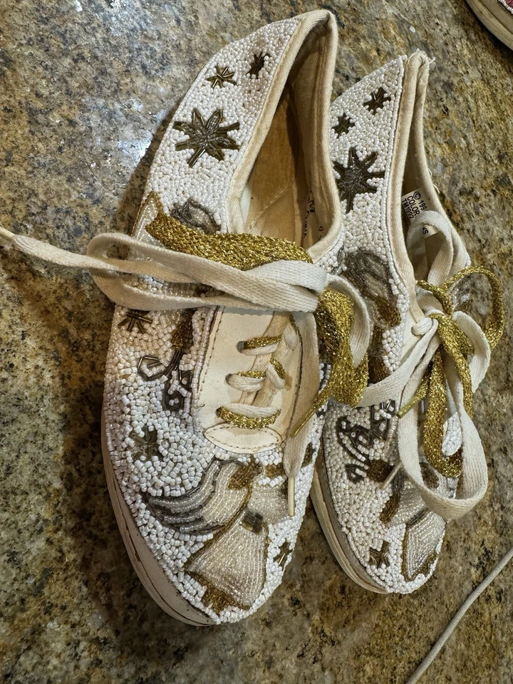 Zapatos Deportivos Colorwerks 1996 Vintage Con Cuentas Tema Navidad, Talla 8 Foto 1 de 4