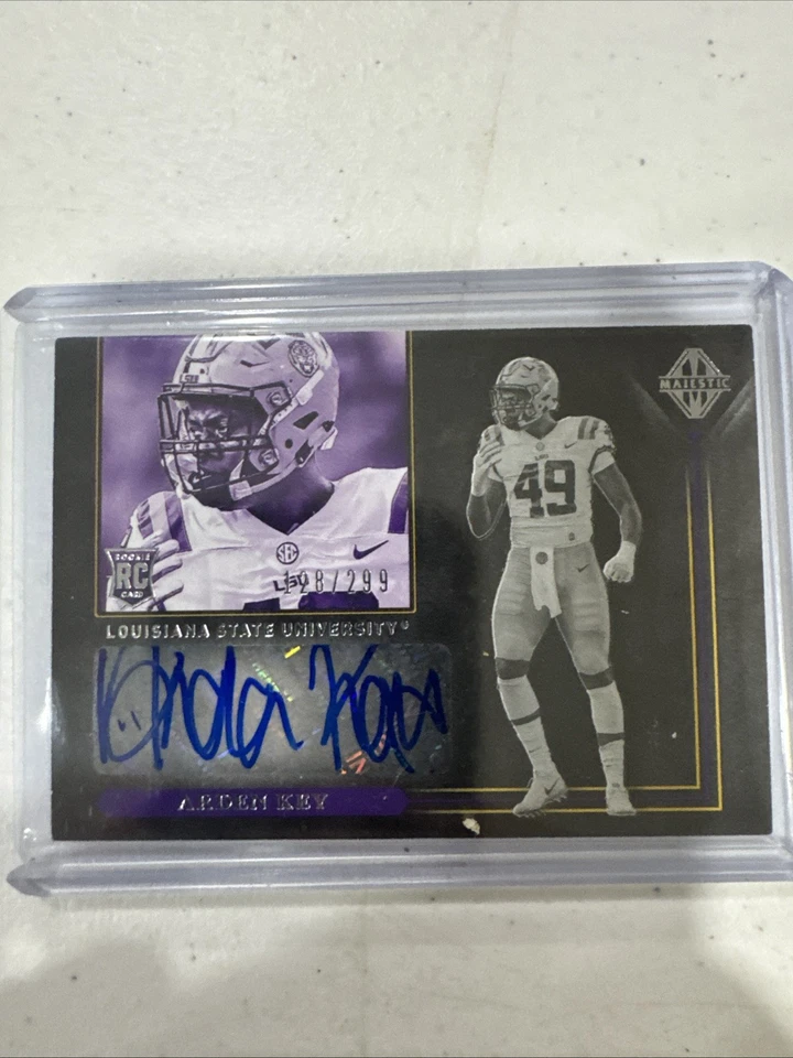 Arden Key 2018 Majestic AUTOGRAPH ROOKIE #148 LSU Tigers Oakland Raiders /299 - Image 1 of 2