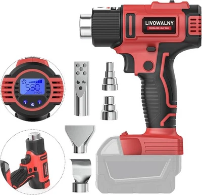 Cordless Heat Gun for Milwaukee m18 Battery, LIVOWALNY 18V 350W 122℉~1202℉ (50℃-