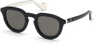 Moncler ML0079 04D Black & White Bold Round Polarized Sunglasses 48-25-145 0079 - Picture 1 of 4