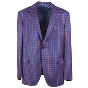 Zilli Slim Fit Blue-Orange Check Lightweight Cashmere Sport Coat 50R (Eu 60) - Picture 1 of 10