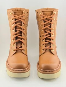 MCM Damen Monogram & Kalbsleder Combat Boots Cognac EU 37 US 7 - Bild 1 von 5