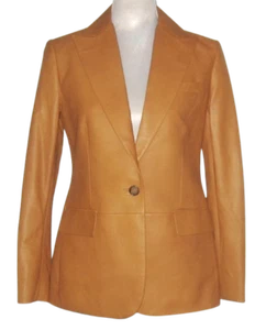 NWT Ralph LAUREN Peak Lapel One button Leather Jacket Blazer 2 Brown MSRP$795 - Picture 1 of 6