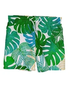 Shein Boy's 4Y Tropical Leaf Print Swim Trunks With Drawstring Elastic Waist - Picture 1 of 7
