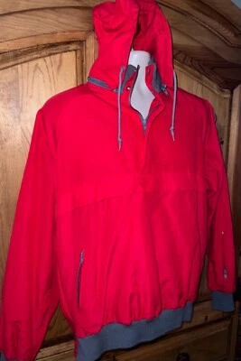 LACOSTE Cotton/Poly Red 1/4 Zip Removable Hood Rare Sailing Jacket Size Large - Image 1 of 4