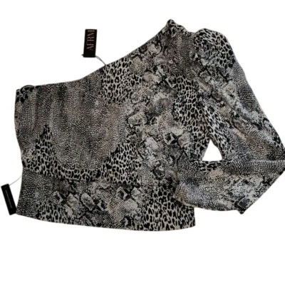 Retro AFRM Stryker 1 Shoulder Crop Top Animal Black Women's Large L NWT - Image 1 of 4