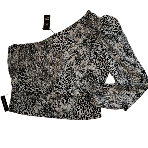 Retro AFRM Stryker 1 Shoulder Crop Top Animal Black Women's Large L NWT - Image 1 of 4