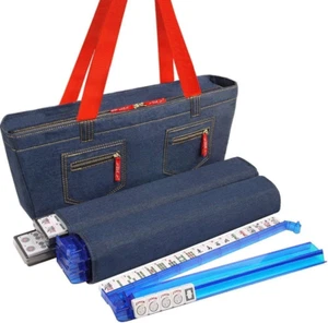 American Mah Jongg Set 166 Premium White Tiles, 4 All-In-One Rack/Pushers, Denim - Picture 1 of 11