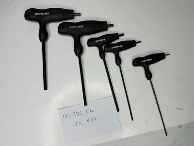 Craftsman 5 Piece Standard SAE T Handle Allen Keys 1/4 7/32 3/16 1/8 3/32 - Image 1 of 2
