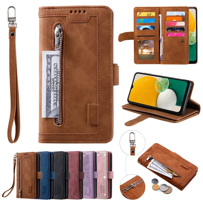 Zip Leather Wallet Case Multi Card Flip Cover for OnePlus Nord/12/11/9/8 Pro/8T - Image 1 of 4