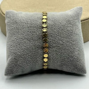 Vintage Beverly Hills 14k Gold Diamond Cut Floral Coin Link tennis Bracelet 7.5" - Bild 1 von 14