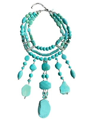 Chico’s Mel Collection Turquesa Babero Colgante Collar Distintivo 16.25-20.25” Foto 1 de 4