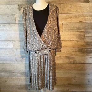 Vintage Camillia women’s taupe  drop waist dress in size 10 - Picture 1 of 13