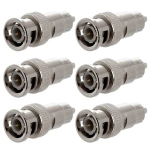 6x BNC Male to RCA Male Plug Coax/Coaxial Video Cable Adapter CCTV Connector - Picture 1 of 3