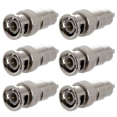 6x BNC Male to RCA Male Plug Coax/Coaxial Video Cable Adapter CCTV Connector - Image 1 of 3