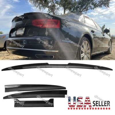 For Audi A8 Quattro L Premium Sedan 4-Door Rear Trunk Spoiler Wing Carbon Fiber - Image 1 of 4