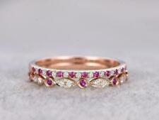 Bridal Ring Set Lab-Created Pink Sapphire 2Ct Round Cut 14K Rose Gold Plated