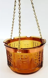 Vintage 1970's Princess House Amber Glass Hanging Planter Candle Holder - Picture 1 of 4