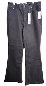 NWT Anne Klein Jeans 14 XL 12 Black Denim High Rise Flare Leg Stretch Pants $69 - Picture 1 of 11