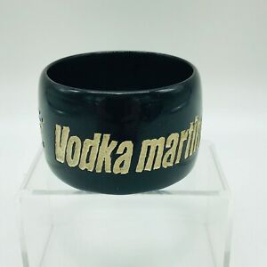 Jessica Kagan Cushman Vodka Martini Shaken Black Carved Cuff Bracelet 