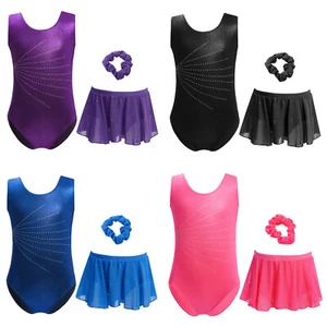 Pagliaccetto Bambini Ragazze Balletto Unitard Scuola Body Con Gonna Atletica Yoga Solo - Foto 1 di 46