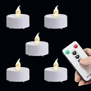 Remote Control LED Tea Lights Battery Operated Flameless Candles 5Pcs Realist... - Picture 1 of 6