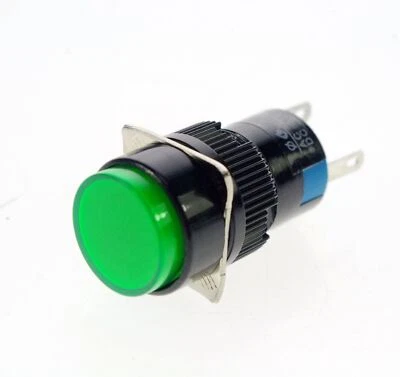 2) Interruptor de botón pulsador de orificio verde 1NO 1NC 16 mm con lámpara de luz piloto de 12 V #A6-28 - Imagen 1 de 4