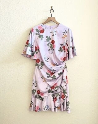 REVOLVE Keepsake Floral Satin Ruffle Flounce Draped Dress Women’s Medium - Image 1 of 4