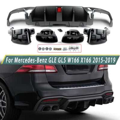 Rear Bumper Diffuser Lip Kit For Mercedes-Benz GLE W166 GLS X166 2015-2019 Foto 1 de 4