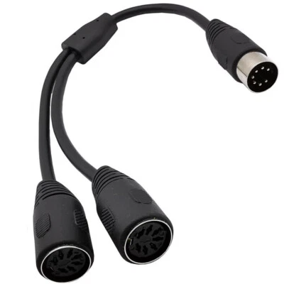 Adaptador de cable divisor MIDI DIN Y de 30 cm 7 pines 1 enchufe macho a 2 cables de enchufe hembra Foto 1 de 4