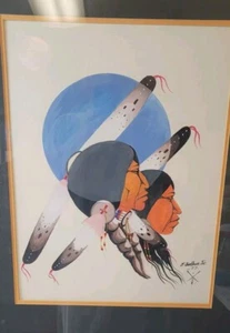 Native American E Joshua Jr Original Gouache Painting "77 Creek/Seminole  - Picture 1 of 6