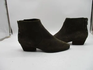 Vince Camuto Cinza Green Leather Zip Ankle Boots Women's Size 9.5 M - Picture 1 of 10