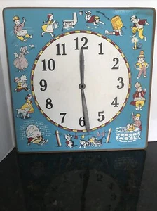 IDEALE Fornitura Scuola Azienda Orologio Tavola Didattica NURSERY RHYME Vintage anni 50 - Foto 1 di 8