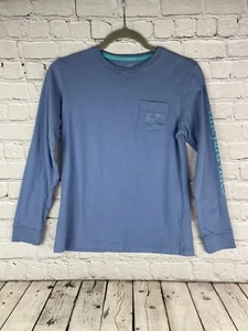 Vineyard Vines Youth Medium 12-14 Long Sleeve Blue Spell Out Whale Shirt - Picture 1 of 8